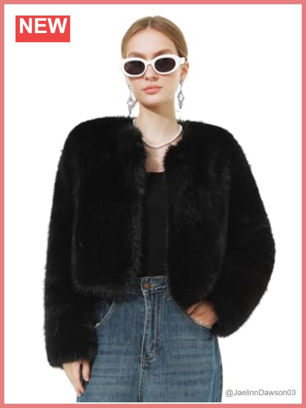 Faux Fur Cropped Fluffy Winter Jacket Long Sleeve Cardigan